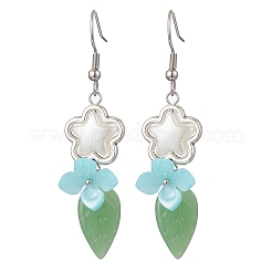 Flower 304 Stainless Steel Handmade Lampwork Dangle Earrings&nbsp;EJEW-JE06430-03