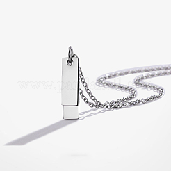 304 Stainless Steel Blank Double Rectangle Pendant Cable Chain Necklaces&nbsp;FS-WG7A741-01