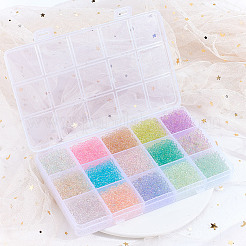 195G 15 Colors Glass DIY Nail Art Decoration Mini Glass Beads&nbsp;GLAA-OC0001-49
