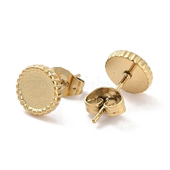 Ion Plating(IP) 304 Stainless Steel Flat Round Stud Earrings for Women&nbsp;EJEW-G389-02G