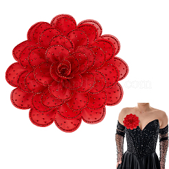 Polyester Flower Brooches&nbsp;JEWB-WH0020-130B