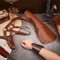 Medieval Style Adjustable PU Leather with Iron Fencing Sheath and Gauntlet Wristband&nbsp;AJEW-OC0005-08