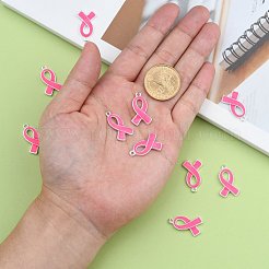 Breast Cancer Pink Awareness Ribbon Alloy Enamel Pendants&nbsp;X-ENAM-E262-S