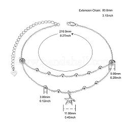Rhodium Plated 925 Sterling Silver Charm Anklets&nbsp;JA168A