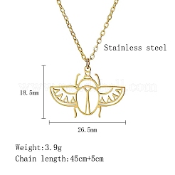 304 Stainless Steel Hollow Beetle Head Pendant Necklaces&nbsp;DN8143-1