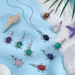 10Pcs 10 Styles Natural & Synthetic Mixed Gemstone Pendants&nbsp;G-PH0003-29