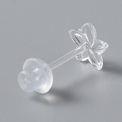 Tiny Resin Flower Stud Earrings with Ear Nut for Women&nbsp;EJEW-WH0012-003B