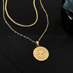 Compass Alloy Double Layer Pendant Necklaces for Women&nbsp;WH-WG93E93-01