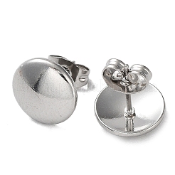 Non-Tarnish 304 Stainless Steel Flat Round Ear Studs for Women&nbsp;EJEW-P234-08P