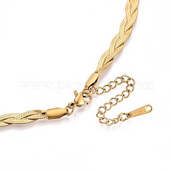 5MM 304 Stainless Steel Braided Herringbone Chain Necklaces&nbsp;NJEW-N058-04G