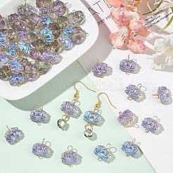 50Pcs Electroplated Transparent Glass Flower Connector Charms&nbsp;PALLOY-YW00044