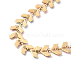 Enamel Ear of Wheat Link Chains Bracelet&nbsp;BJEW-H585-01G