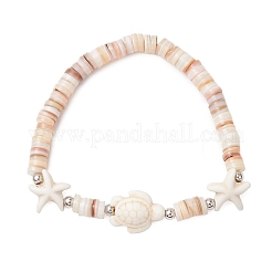 2Pcs Sea Turtles & Starfish Dyed Synthetic Turquoise Beads Stretch Bracelets&nbsp;BJEW-JB11881