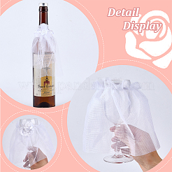 Organza & Cloth Bride and Groom Full Dress Wine Bottle Cover&nbsp;AJEW-DR0001-67