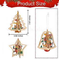 9Pcs 3 Styles Wooden Christmas Mixed Shapes Ornaments&nbsp;DIY-SZ0003-41