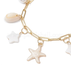 Natural Freshwater Shell Beads & Alloy Enamel Charm Bracelets&nbsp;BJEW-JB12214-03