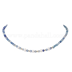 4MM Natural Agate(Dyed & Heated) Faceted Round & Potato Natural Pearl Beaded Necklaces&nbsp;NJEW-JN06031