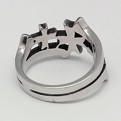 Personalized Retro 304 Stainless Steel Cross Rings for Men&nbsp;RJEW-F006-116