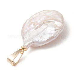 Natural Baroque Keshi Pearl Pendants with Stainless Steel Snap on Bails&nbsp;PALLOY-JF05101