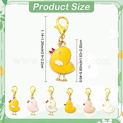 6Pcs Alloy Enamel Chick Pendant Decorations&nbsp;HJEW-YW00360