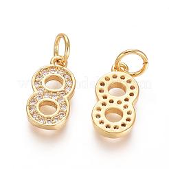 Brass Micro Pave Clear Cubic Zirconia Charms&nbsp;ZIRC-L092-08-G