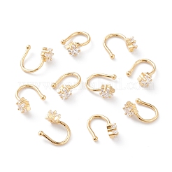 Brass Micro Pave Clear Cubic Zirconia Cuff Earrings&nbsp;EJEW-H109-02G