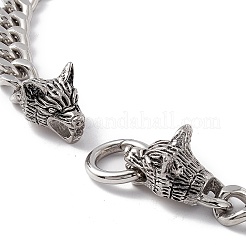 Non-Tarnish 304 Stainless Steel Curb Chains Necklace with Wolf Clasp for Women&nbsp;NJEW-E155-10P