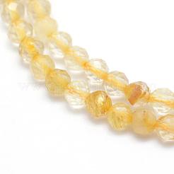 Natural Gold Rutilated Quartz Beads Strands&nbsp;G-E411-17-3mm