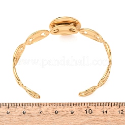 304 Stainless Steel Coffee Bean Chain Cuff Bracelet Blanks with Flat Round Bezel Settings&nbsp;SA-CBA4160-02C-G