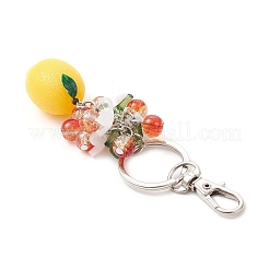 5Pcs Opaque Resin & Spray Painted Crackle Glass Keychains&nbsp;KEYC-JKC01343