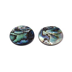 Natural Paua Shell Disc Charms&nbsp;SSHEL-N040-19A