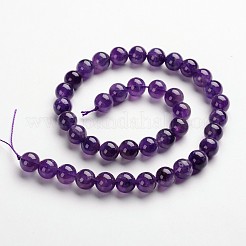 Round Natural Amethyst Gemstone Bead Strands&nbsp;G-J333-01-8mm