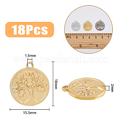 18Pcs 3 Colors 304 Stainless Steel Pendants&nbsp;STAS-FH0001-87