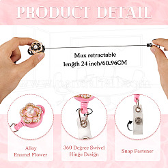 6Pcs 3 Styles Flower Alloy Enamel Badge Reels&nbsp;HJEW-TAC0157