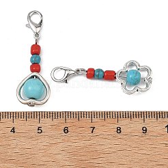 16Pcs 4 Styles Synthetic Turquoise Pendant Decorations&nbsp;HJEW-JM04856