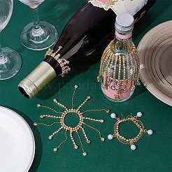 4Pcs Brass & Iron Rhinestone Wine Glass Charms&nbsp;HJEW-OC00281