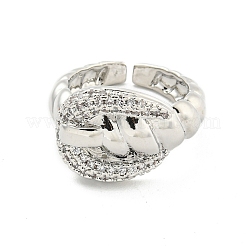 Brass Micro Pave Cubic Zirconia Cuff Rings&nbsp;RJEW-I103-050P