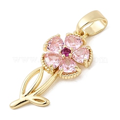 Brass Micro Pave Cubic Zirconia Pendants&nbsp;KK-C141-07G