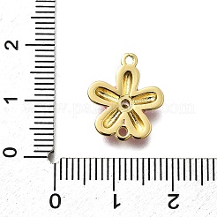 Brass Clear Cubic Zirconia Flower Connector Charms&nbsp;KK-P295-52G-02
