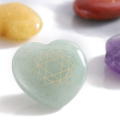 7 Chakra Natural Gemstone Healing Heart Figurines&nbsp;PW-WGD5834-01