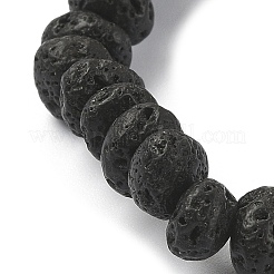 Natural Lava Rock & Pearl & Brass Beaded Stretch Bracelets&nbsp;BJEW-JB09493-02
