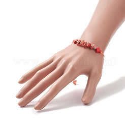 Natural & Synthetic Mixed Gemstone Chips & Cross Braided Bead Bracelet for Women&nbsp;BJEW-JB09254