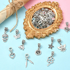 64Pcs 30 Styles Tibetan Style Alloy European Dangle Charms&nbsp;FIND-YW0006-73