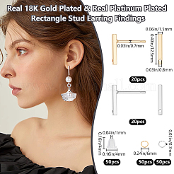 40Pcs 2 Color Rectangle Bar Brass Stud Earring Findings&nbsp;DIY-BBC0001-73