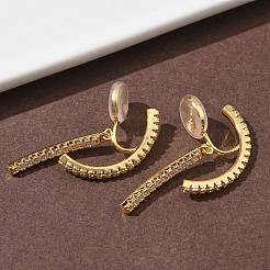 Brass Micro Pave Clear Cubic Zirconia Stick Clip-on Earrings&nbsp;EJEW-K286-13G