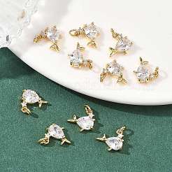 SHEGRACE Brass Micro Pave Clear Cubic Zirconia Charms&nbsp;XGRQ2O026-420G