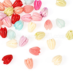 40Pcs 8 Colors Opaque Resin Flower Rose Beads&nbsp;RESI-TA0002-98