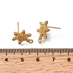 Snowflake Brass Micro Pave Cubic Zirconia Stud Earring Findings&nbsp;LS-KK-B152-04G