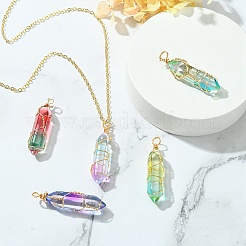 5Pcs 5 Colors Glass Pendants&nbsp;GLAA-YW0003-24