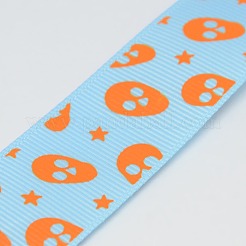 1 inch(25mm) Skull Printed Grosgrain Ribbon Gift Package DIY Hairbow Ribbon&nbsp;SRIB-D006-25mm-01